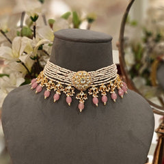 Abhaa Paachi kundan choker (Pink, White)
