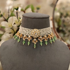 Abhaa Paachi kundan choker (Green, White)