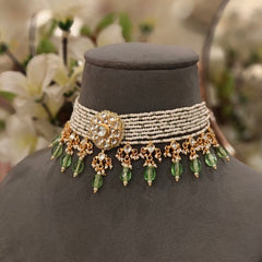 Abhaa Paachi kundan choker (Green, White)