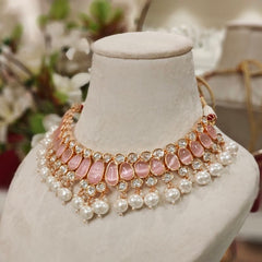 Rangoli pink polki set