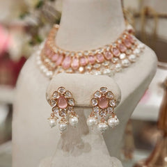 Rangoli pink polki set