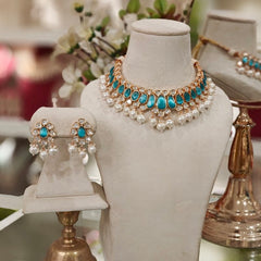 Rangoli Aqua polki set