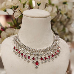 Aalia Ruby red Neckline set