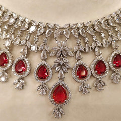 Aalia Ruby red Neckline set