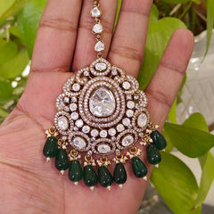 Anamika Moissanite polki Tikka (Green)
