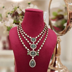 Aaloka moissanite polki Necklace set (Mint Green)