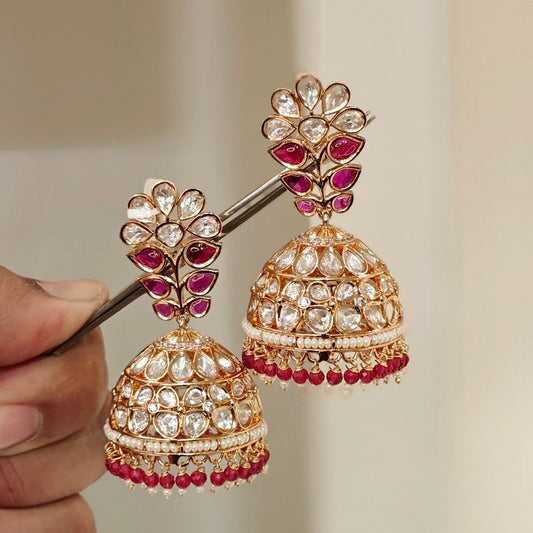 Amanaat Polki jhumki (Hot Pink)