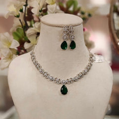 Charu AD Necklace Set (Green)