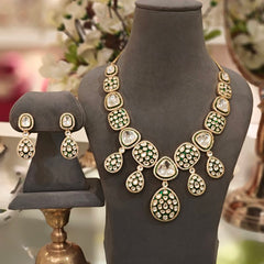 Renuka long polki set (Emerald green)