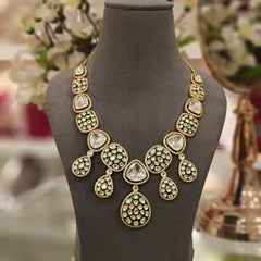 Renuka long polki set (Emerald green)