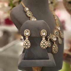 Renuka long polki set (Emerald green)