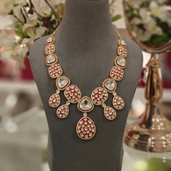 Renuka long polki set (Red)