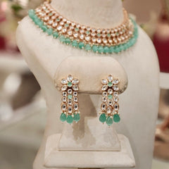 Gauhar mint green Neckline Set