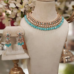 Gauhar Aqua Neckline Set