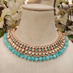 Gauhar Aqua Neckline Set