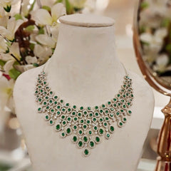 Mia Emerald Green neckline set rose