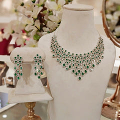 Mia Emerald Green neckline set rose
