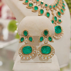 Aaravali doublet polki set (Green)