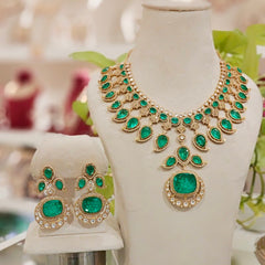 Aaravali doublet polki set (Green)