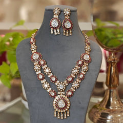 Vasudha long polki set( Red & Green )