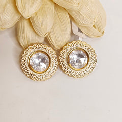 Mehruz polki studs (22Kt Gold Plated Mixed Metal Alloy)