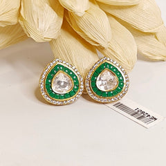 Pallavi moissanite polki studs (green)