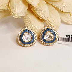 Pallavi moissanite polki studs (blue)