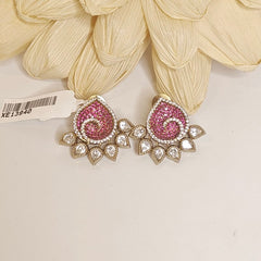 Asin Polki and CZ Earring (Golden, Majenta)
