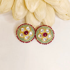 Revthi polki studs (Golden, Mint Green)