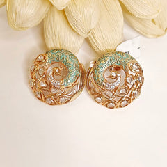 Mayuri polki studs (Mint Green, Rose Gold Colour)