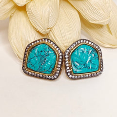 Alora antique studs (Black, Turquoise)
