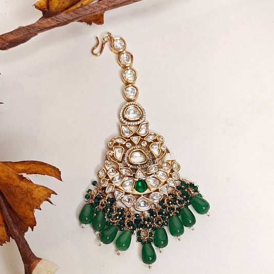 Aadal Polki Maangtikka (Green)