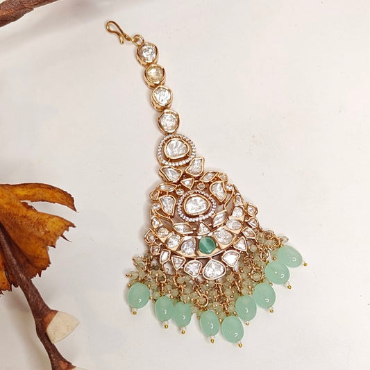 Aadal Polki Maangtikka (Mint Green)