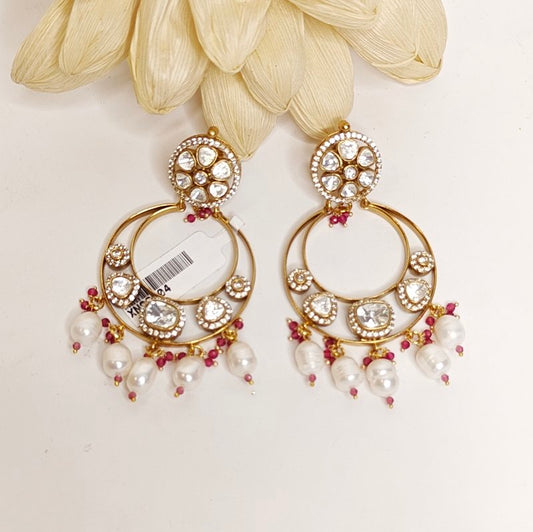 Lipika chaandbali moissanite earrings (red)