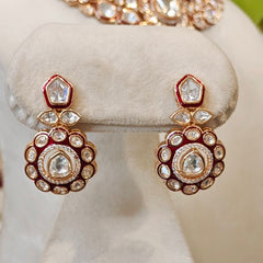 Rivayat Polki Neckline Set (red)