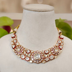 Rivayat Polki Neckline Set (red)