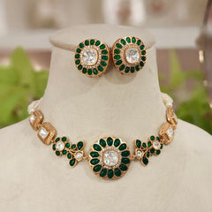 Palak emerald green polki set