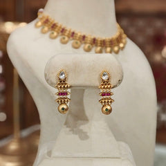 Bramhi antique gold plated set