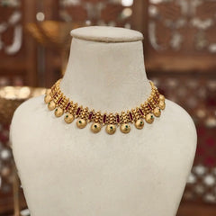 Bramhi antique gold plated set