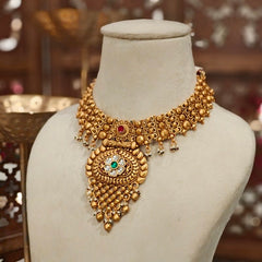 Aasha antique gold plated set