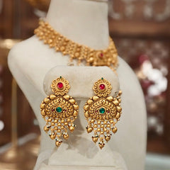 Aasha antique gold plated set