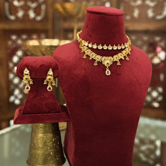 Pritusha antique gold plated set