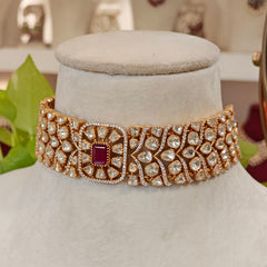 Auram Moissanite choker (Golden, Ruby Red)