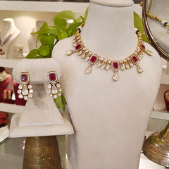 Aadesh Polki Neckline Set