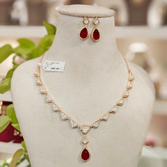 Reha Polki Pendent Set (Ruby Red)