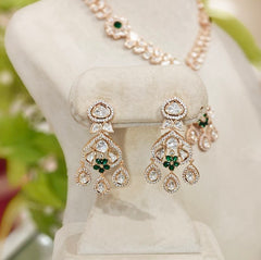 Elishaa Polki Pendent Set (Emerald green)