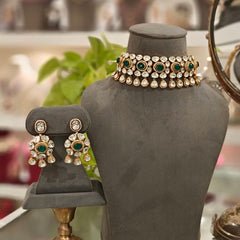 Aadal Polki Maangtikka (Mint Green)