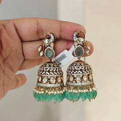 Jivika polki jhumka (Mint Green)