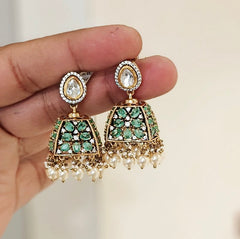 Aditi Polki Jhumka (Mint Green)