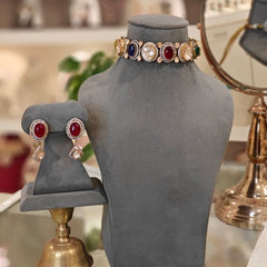 Ahayana navrattan moissanite choker